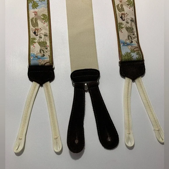 Trafalgar limited edition Hawaiian dancers print suspenders silk leather… - Picture 8 of 12